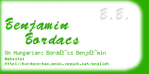 benjamin bordacs business card